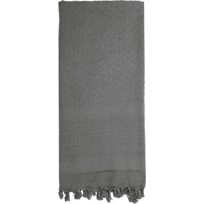 Shemagh Keffiyeh Scarf for Men, Solid Grey Tactical Desert Head Wrap, 100% Heavyweight Cotton, 42 x 42 Inches, Square Scarf, Scarf Head Wrap