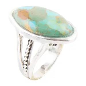 Barse Artisan Crafted Oval Composite TurquoiseRing, SS