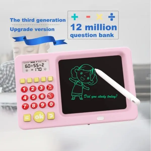 Kids 2‑in‑1 Math & Drawing Tablet – Addition • Subtraction • Multiplication • Division + LCD Writing Board