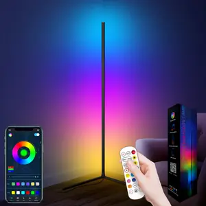 Corner Floor Lamp LED Corner Lamp with App and Remote Control Music Sync 16 Million Colors RGB Modern Ambient Lighting Lamp for Bedroom Living Room Interior Decorative