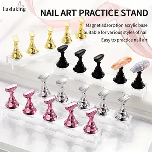 5pcs Acrylic Nail Practice Display Stand Nail Tips Holder, Magnetic Nail Art Tools Practice Display Stands Holders For False Nail Tip Salon And Home DIY Manicure