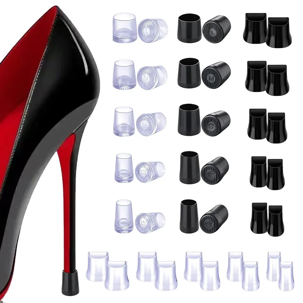 20 Pairs Heel Caps for High Heels, Heel Covers for High Heel Shoes, 5 Sizes Heel Bottom Replacement Tips for Women's Shoes, Non-Slip Stiletto Heel Caps for Outdoor Weddings Grass