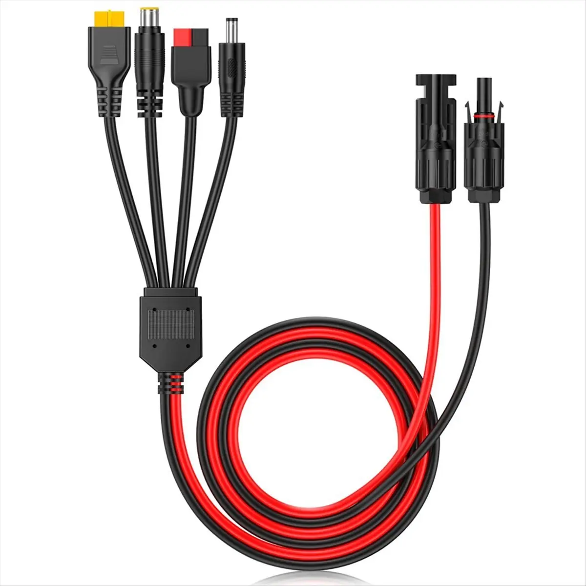 4-In-1 Solar Panel Quick Connectors Extension Cable Splitter, Compatible with Anderson, DC Adapter Power Plug, XT60 Female for Automotive & Motorcycle Exterior Accessories