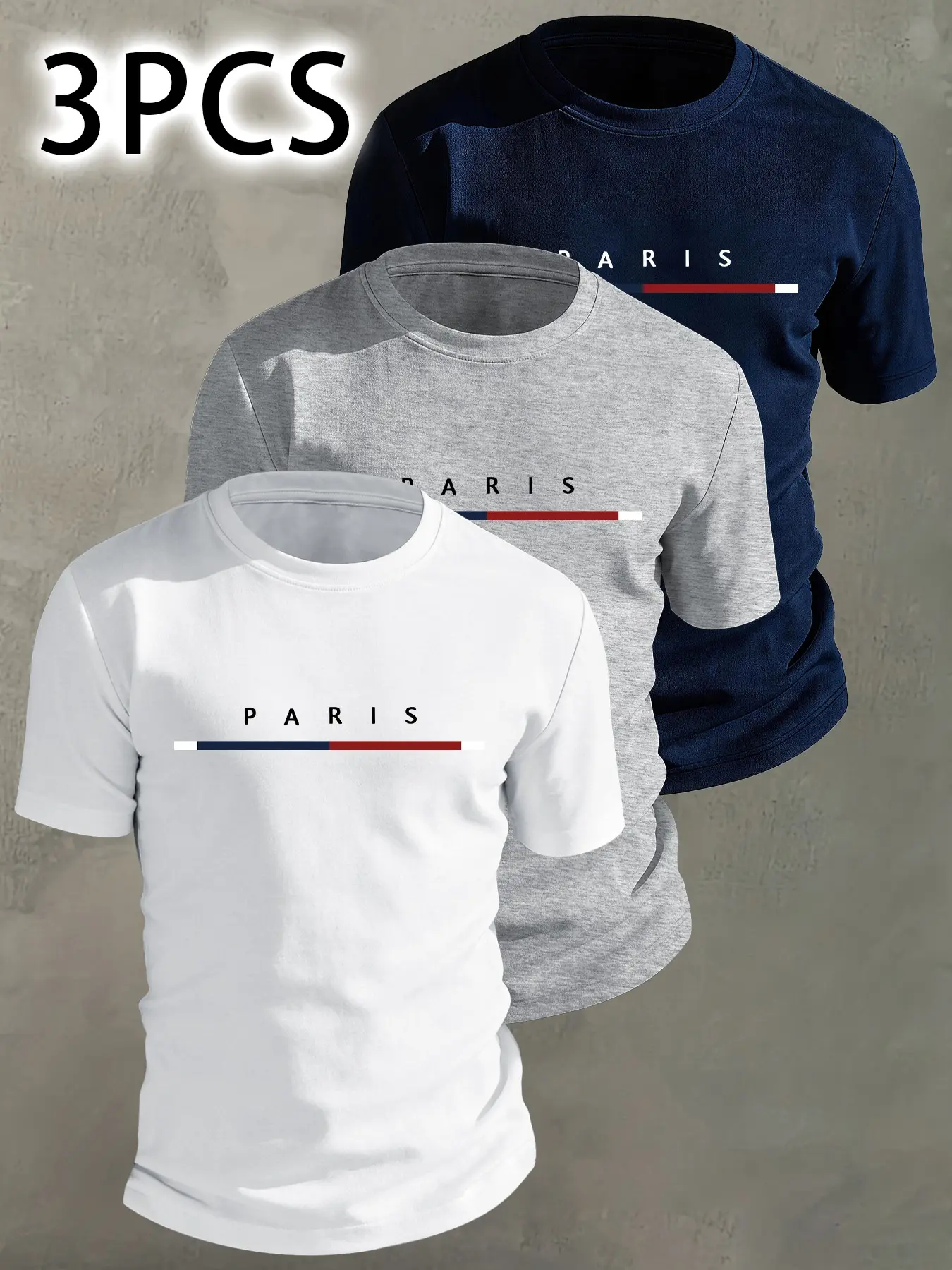 3pcs Men's casual fashion printed Round Neck short-sleeved Menswear Top shirt Casual Style Tee, made of slightly elastic fabric, is soft and comfortable, machine-washable, and durable. It is suitable for daily casual wear