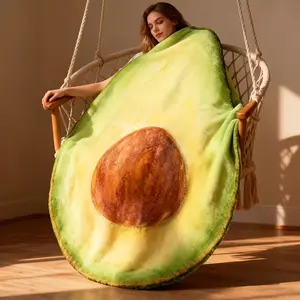 Funny Food Blanket, Realistic Avocado Design, Multifunctional Bed Throw, Perfect for Adults & Kids, Home Decor