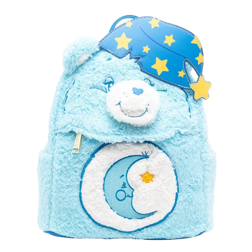 Loungefly Care Bears Bedtime Bear Fluffy Animal Figure Anthropomorphic Character Plush Cosplay Mini Backpack - 707 Street Exclusive, Fluffy Backpack, Animal Figure Backpacks