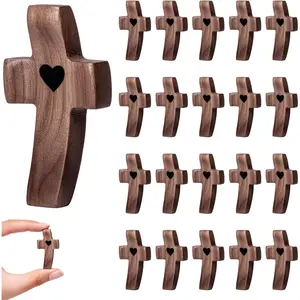20-Pack Wooden  Fidget,  Pocket  Crosses,  My Heart | Encouragement ,   for Yourself, Inspirational Easter  for Christian Faith, Prayer, Valentines Day Gifts