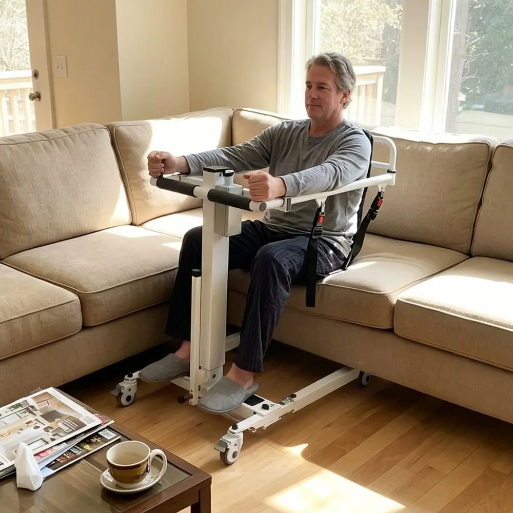 Electric Patient Lift Transfer Chair Lift,Chair Lift Assist Devices for Home Seniors and Disabled with Adjustable Height, Folding Bathroom Wheelchair Move from Bed to Chair,Toilet,Car,Outdoor