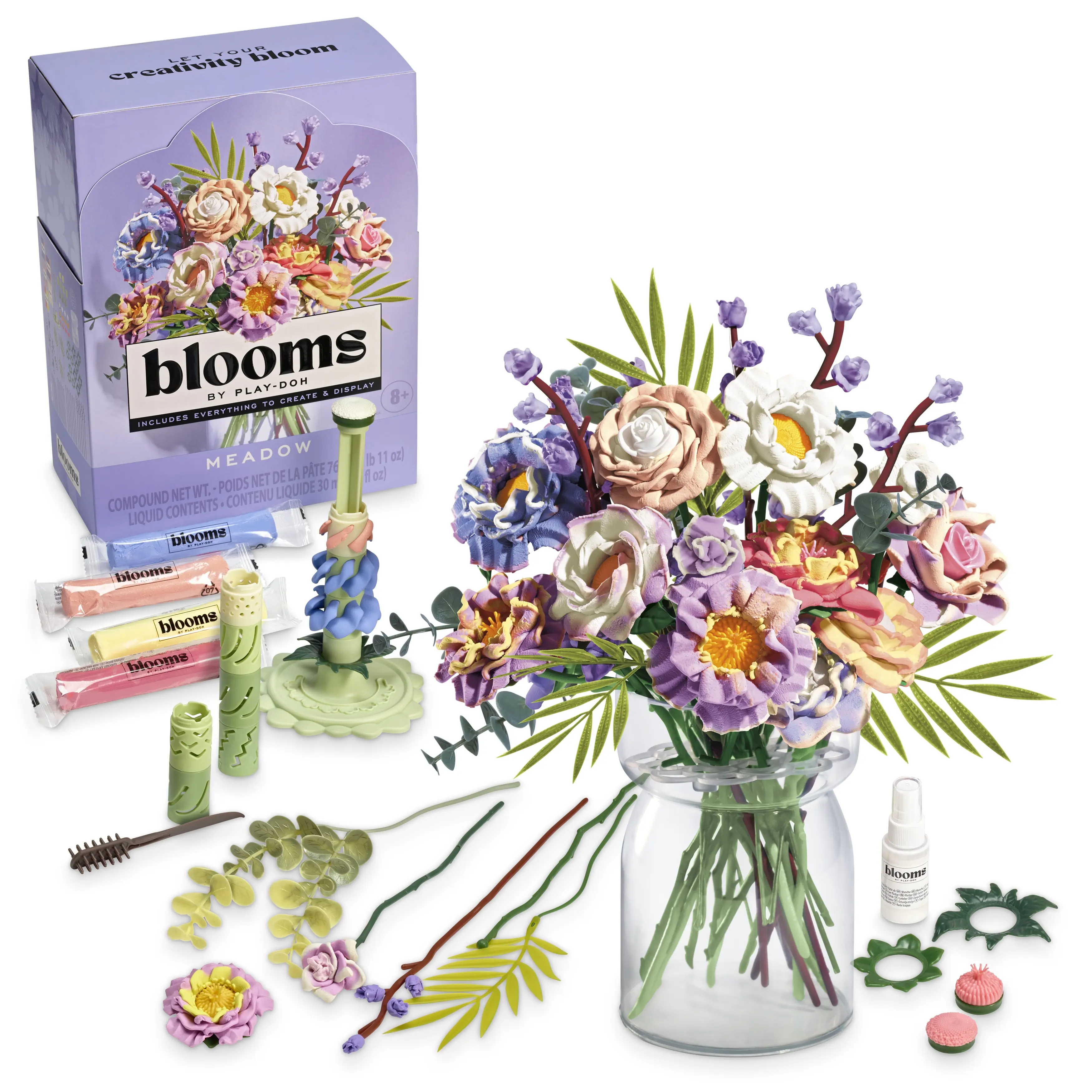 Blooms by Play-Doh Meadow Bouquet Kit, Doh Bouquet Assortment- Floral Crafts for Adults & Teens