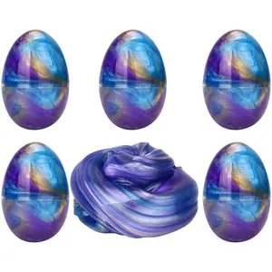 5 Pack Slime Eggs Stress Relief Toys Easter Eggs for Kids Boys Girls Easter Basket Stuffers Gifts Party Favors (Blue+Purple+Gold)