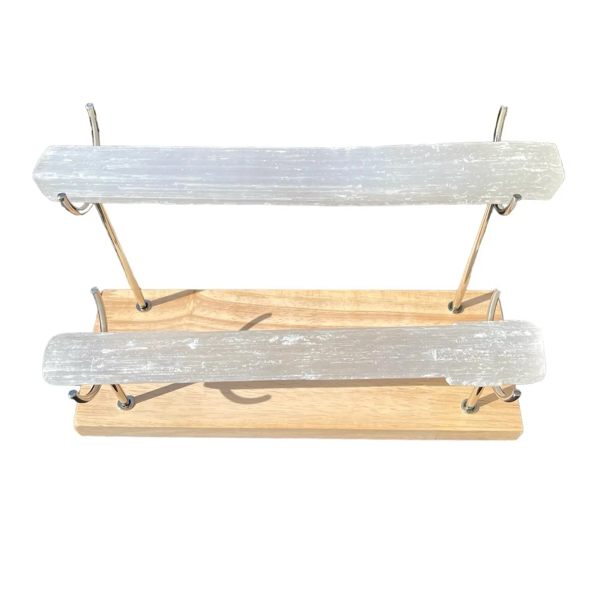 2-Tier Selenite Bracelet Holder, Silver/Gold, Holds up to 50 bracelets Wood Organiser Racks Wooden