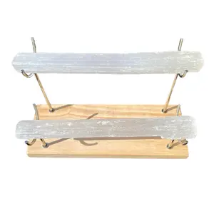 2-Tier Selenite Bracelet Holder, Silver/Gold, Holds up to 50 bracelets Wood Organiser Racks Wooden