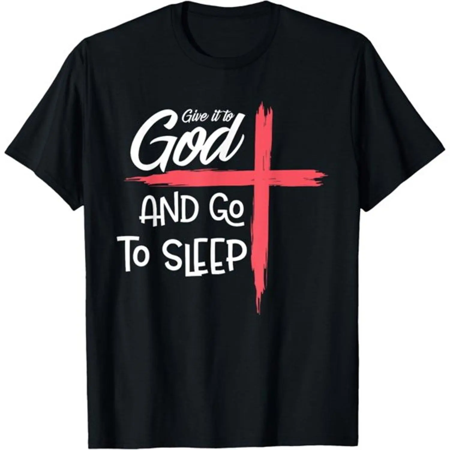 Women's Graphic Print Crewneck Round Neck Short-Sleeve T-Shirt - "Give it to God Go To Sleep" Design, All Seasons Casual Loungewear, Gift-Worthy Sleepwear Nightshirt
