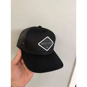 Men's Casual Classic Snapback Cap - Black, Adjustable Strap, Up North Patch Logo Hat