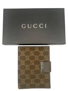 Pre-owned GUCCI Canvas Agenda Brown W/ Box Perfect For Daily Use