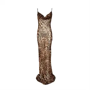 COWL NECK LEOPARD MAXI DRESS