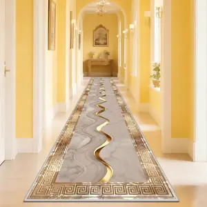 Jit Gold Velvet Rug, Luxurious Marble Pattern, Marble Patterned Rug, Soft Comfortable Floor Mat, Decorative Area Rug, Easy Clean, Suitable for Hallway Bedroom Living Room Kitchen Entrance