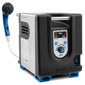 Hike Crew Portable Propane Water Heater & Shower Pump w/ Built-In Battery | Compact Outdoor Cleaning & Showering System w/ LCD, Safety Shutoff & Carry Case, Instant Hot Water for Camping & Hiking