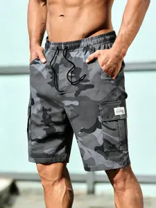 Men’s Camouflage Cargo-Style Shorts, Menswear Loose-Fit Summer Bermuda Shorts with Multi-Pockets and Drawstring for Outdoor Casual Wear, Casual Athletic Shorts, Clothes