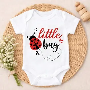 Newborn Baby Bodysuit Romper Ladybug Little Bug Design Print Newborn Outfit Solid Color Newborn Gift Infant Clothes Perfect Gift for New Parents