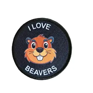 I love beavers meme 3" circle removable morale patch with hook and loop backing