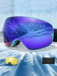 Outdoor Sports Ski Goggles + Night Vision Replacement Lenses, OTG Snowboard Eyewear, Removable Anti-Fog Lens, UV 400 Protection, Outdoor Sports Glasses