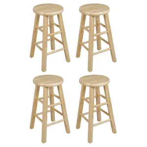 PJ Wood Classic Round Seat 24" Tall Kitchen Counter Stools, Natural (Set of 4)