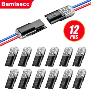 42pcs/12pcs Pluggable LED Cable Connectors, Dual Pin Bidirectional Quick Connector, Copper Contacts, Awg 20-22, No Stripping Required, Wire Splice Connectors