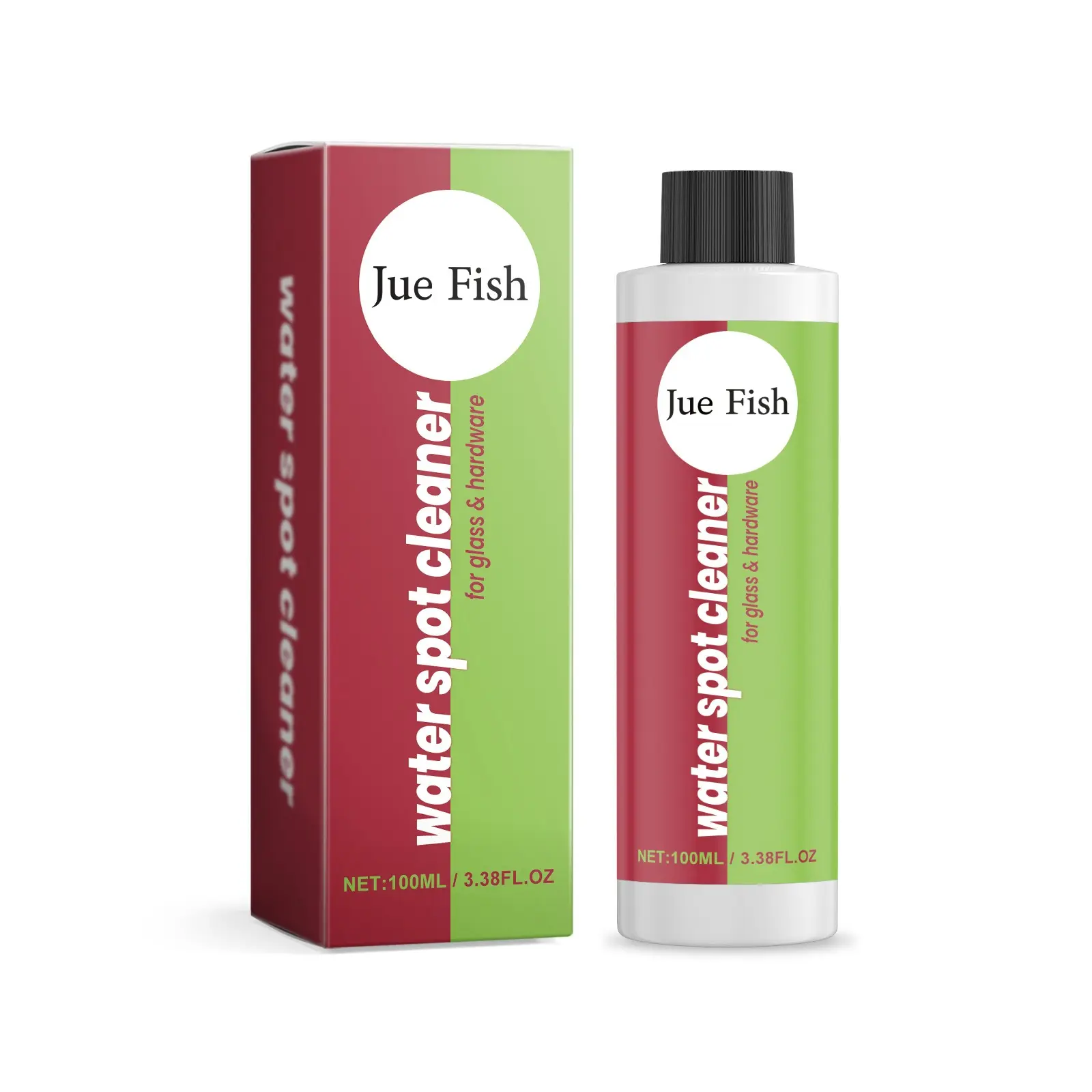 Jue Fish 100ml Glass Cleaner, Household Water Stain Remover for Glass Doors, Bathtubs, Tiles - Easy to Use, Targets Limescale, Grime, Limescale Fix