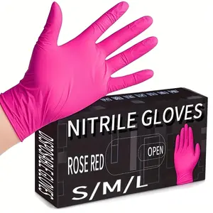 100pcs Nitrile Gloves Disposable, Lightweight Multi-Purpose Cleaning Gloves, Fashionable Kitchen Use All Seasons, Non-Sensitive Material, Household Kitchen Gloves