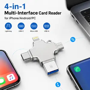 type-c port 4 In 1 Memory Micro SD Card Reader For IPhone IpadAndroid MacPC Camera Type C Lighting Usb C Android Reader Portable Reader