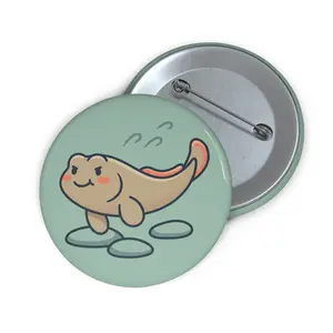 Cute Mudskipper Pin Button - Kawaii Amphibian Enamel-Style Badge