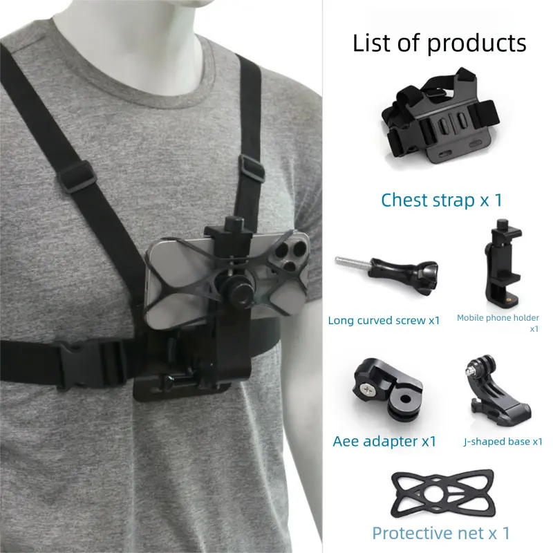 Chest Mount Phone Holder |Head-mounted phone stand ,Adjustable phone holder,Outdoor Riding Chest Strap Portable Monitor Holder, First View Shooting Accessory For Skiing, Riding, Boating, Hunting, Sports