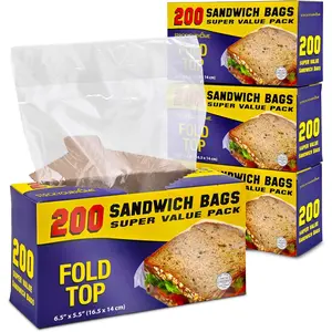 Clear Fold Top Sandwich Bags - 800 Count, Disposable Plastic Bags with Fold and Close Design for Every Day Use, Ideal for Chefs, Restaurants, or Caterers, Stock Your Home Containers Kitchen
