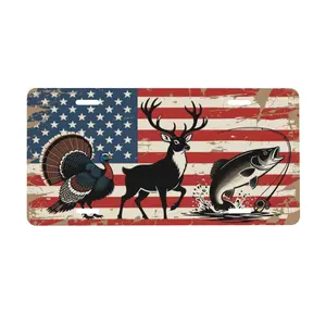 6x12 in Standard Aluminum Hunting License Plate - Wilderness Theme, Easy Installation, Personalized Vanity Tag for Truck, SUV, Hunter Gift with Selectable Background