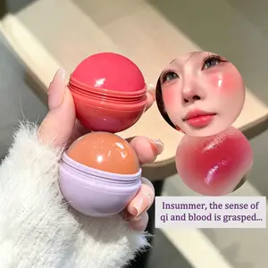 Ball Blush Cream, Korean Matte Cream Blush Stick, Ball Juice Blush, for lips and cheeks, waterproof, rich color return, universal shadow, Radiant brightening effect, significantly modifying facial contour effect, Makeup