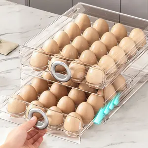 New 40-Grid Dual-Layer Egg Storage Box, Kitchen Simple Refrigerator Egg Freshness Container, Drawer-Type Egg Holder, Refrigerator Egg Tray, Egg Organizer, Fridge Storage Organizer