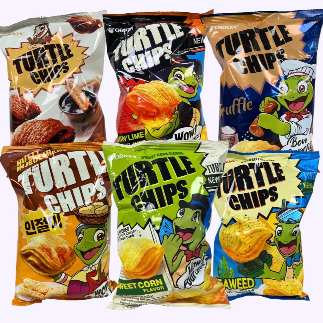 Orion Turtle Chips - 4-Layer Crispy Snacks, 5.65 oz, Viral Party Snack with Sweet Corn, Flamin' Lime, Truffle, Churros, Seaweed, Mexican Style, Steak, Caramel Popcorn, Korean Chicken, Spicy Flavors