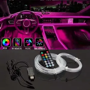 4 m/5 m LED Smart Interior Decorative Lights, Multifunctional Car Led EL Wiring-Free Neon Lights with USB-Driven Atmosphere Lights, Car Interior Ambient Lighting for Holiday, Party and Birthday Decor