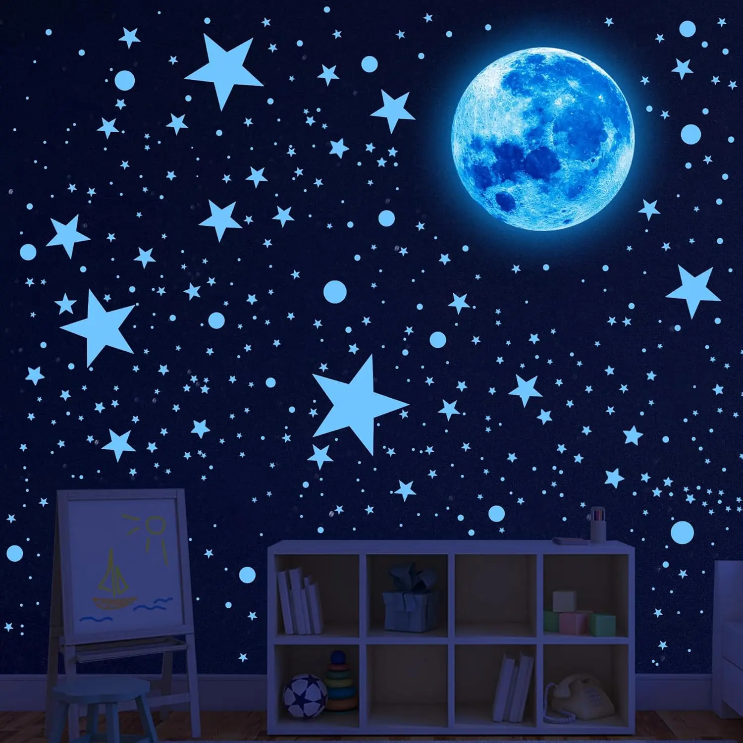 495 count Glow in The Dark Stars for Ceiling Glow in The Dark Moon and Space Wall Decals Glowing Galaxy Universe Planet Wall Stickers Ceiling Stars Glow in The Dark  Boys Bedroom Living Room Decor