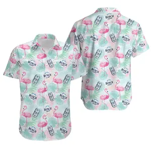 Pink Light Beer Flamingo Unisex Hawaiian Shirt, 3D Hawaiian Shirt, Light Hawaii Shirt, Tropical Summer Outfit, Gift for Lovers, Family