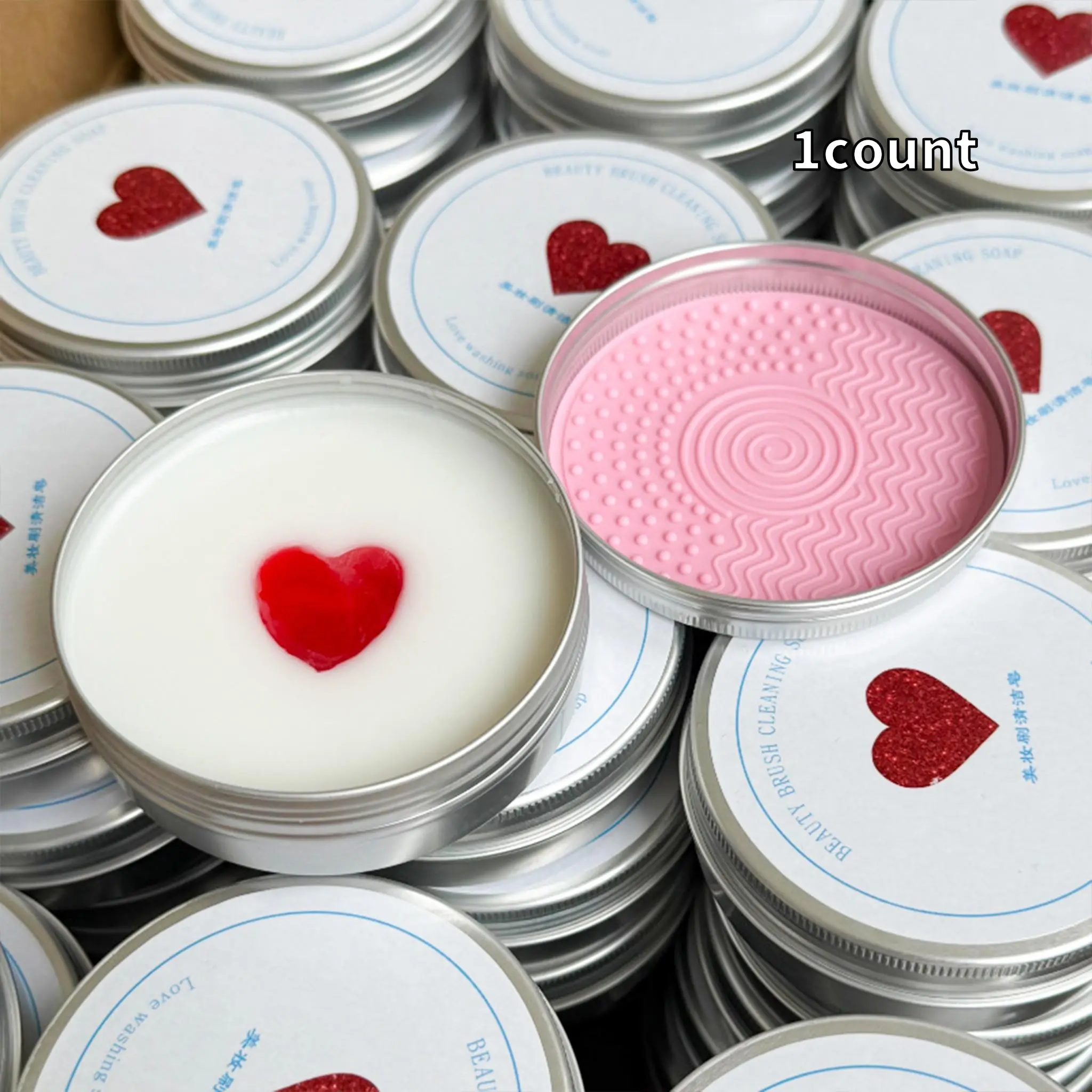 Makeup Brush Cleaner Soap with Silicone Cleaning Pad, Cosmetic Brush Cleaner, Solid Brush Cleansing Bar for Makeup Tools, Powder Puff & Sponge Cleaner, Essential Beauty Tool Cleansing Kit, Makeup Brush Cleanser