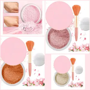 Blurring Powder,Blurring Setting Powder,Beauty Blurring Powder, Pink Setting Powder Makeup Waterproof,Pink Powder Loose Setting for All Skin Tones