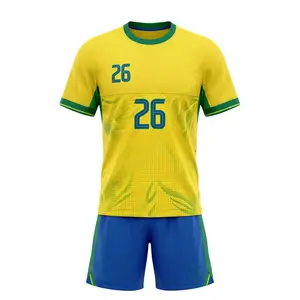 Men's Premium Yellow & Green Soccer Jersey Set - Breathable Athletic Activewear, Sweat-Wicking Sports Uniform & Customizable Team Shirt