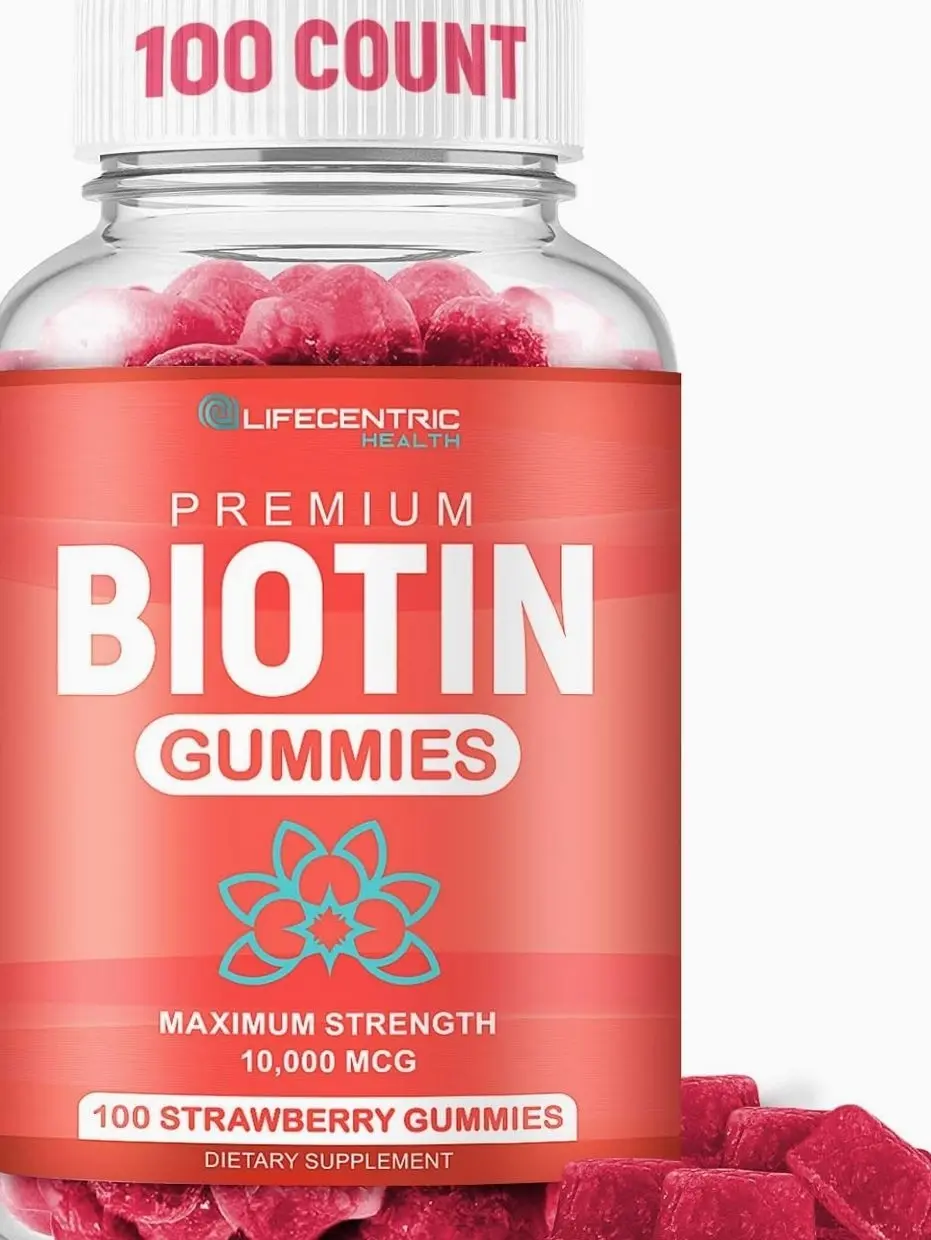 Biotin Gummies for Hair Growth | Max Strength Biotin 10000mcg Prevents Thinning and Loss | Chewable Biotin Supplement For Women Men and Kids | 100 Count Vegan Hair Gummies for Hair Skin and Nails