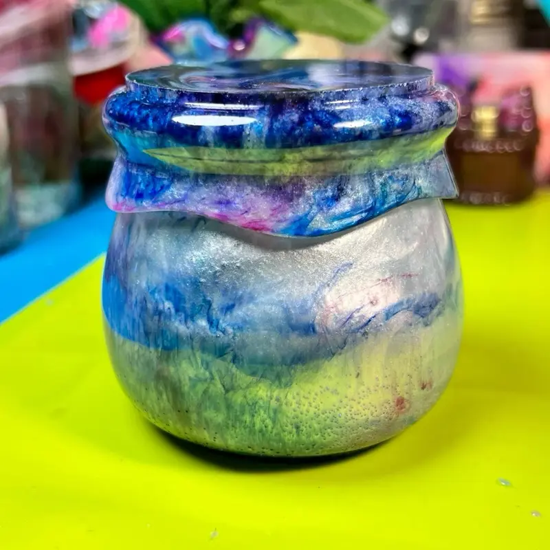 Resin Trinket Jar, Small Decorative Storage Container for Jewelry, Rings, Earrings