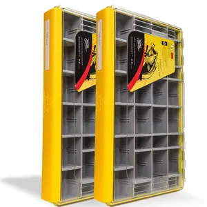 Tcakelox Deluxe Fishing Tackle Box, Waterproof 3600 and 3700 Tackle Trays, Organizer with Removable Dividers, Sealed Lure Box and Terminal Tackle Storage (3700 Yellow2PSC)