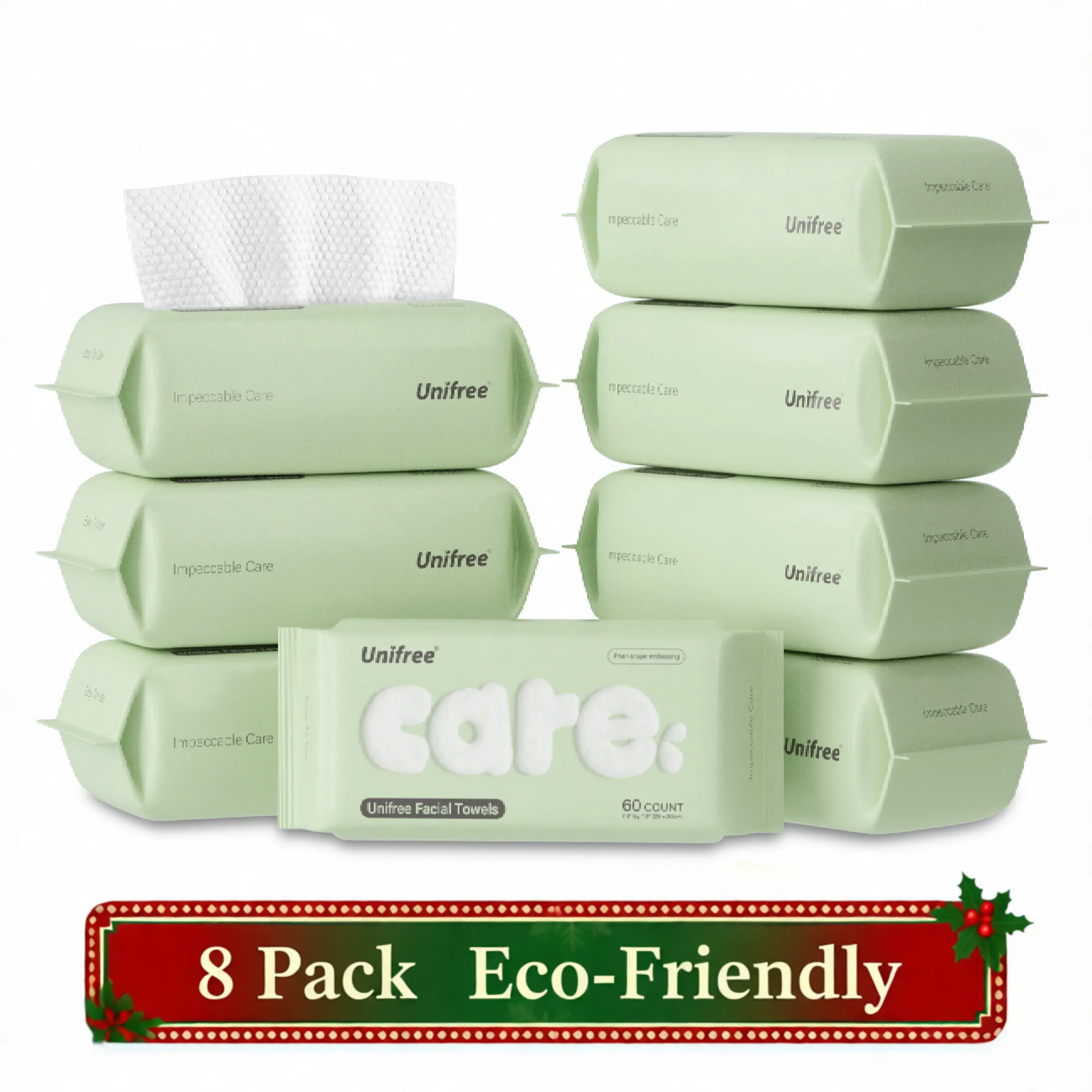 Disposable Face Towels Pack - 7.9x7.9" Non-Toxic, Chemical-Free, Din Certco Certified Biodegradable Plant-Based Fiber, Ultra-Soft Gentle Premium Skincare Dry Wipes, Household Bathroom Cleaning Essential