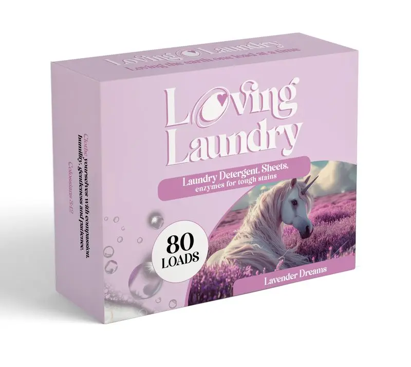 Loving Laundry Detergent Sheets Lavender Dreams - Hypoallergenic, Ultra Concentrated, Travel & Space Use, Two Stain Fighting Enzymes, Eco-Friendly & Sustainable