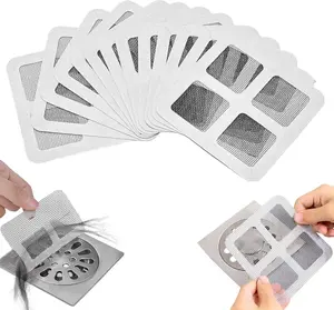 50Pcs Disposable Shower Drain Cover Hair Catcher Set, 4x4 in Sewer Filter Screen Sticker for Clog Prevention, Suitable for Bathroom Bathtubs and Kitchen Sinks